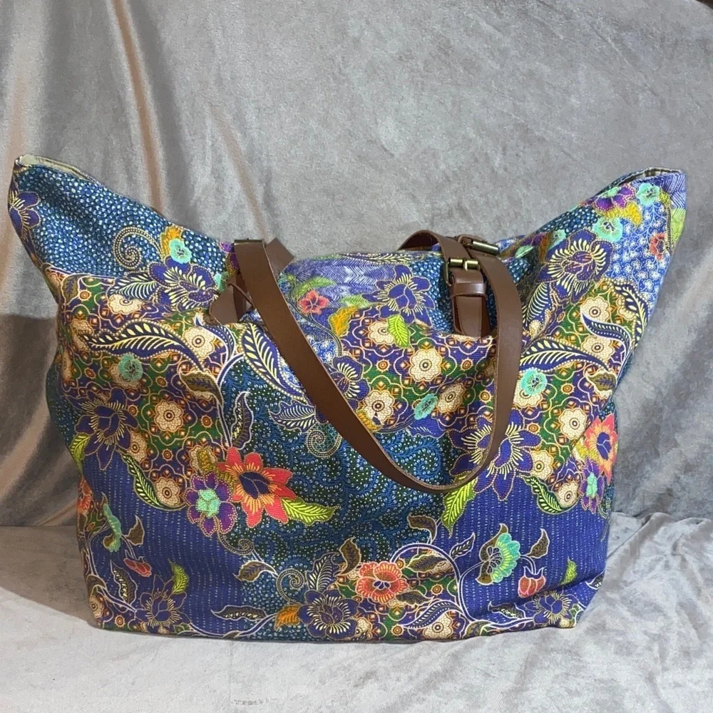 Prana Floral Blue Tote Bag
